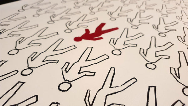 À contresens - Peinture acrylique sur toile de lin - 54x65 - 230629