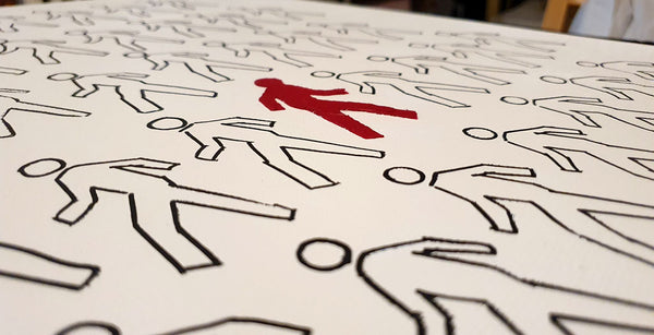 À contresens - Peinture acrylique sur toile de lin - 54x65 - 230629