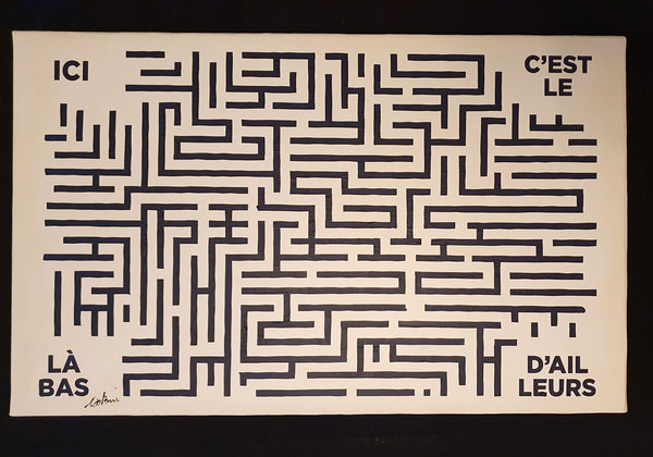 Ici c'est le là-bas d'ailleurs - Peinture acrylique sur toile de lin - 61x38 cm - 230608