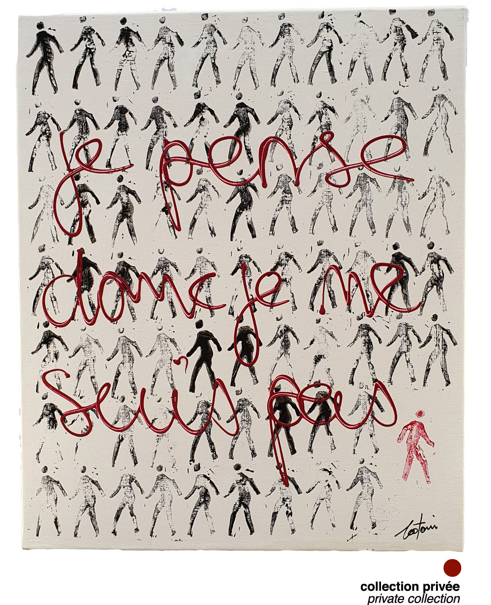 Je pense donc je ne suis pas - Peinture acrylique et encre de chine sur toile de lin - 38x46 cm - 220228