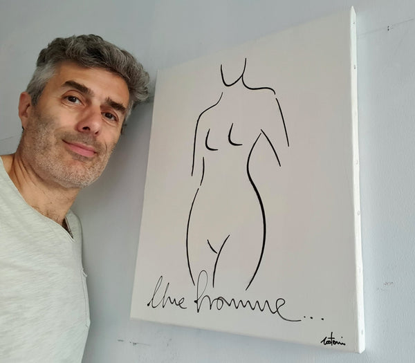 Une homme - Peinture acrylique sur toile de lin - 38x46 cm - 220228